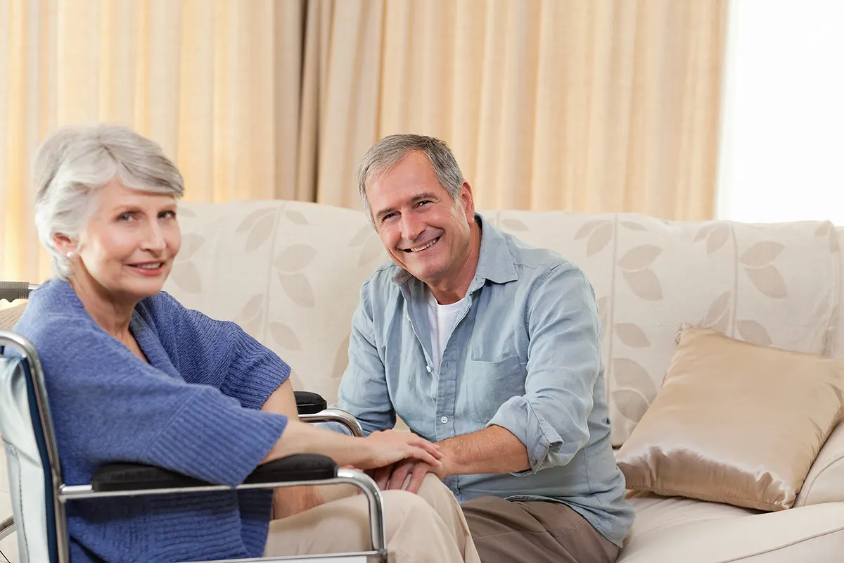 elderly couple at the nursing home or rehab center